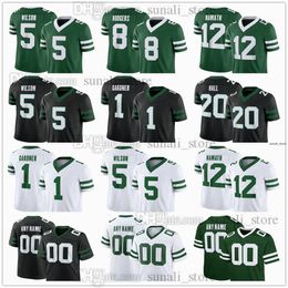 Nieuwe truien voor 2024 Voetbal 2 Zach 5 Garrett Wilson 1 Saus Gardner 20 Breece Hall 8 Aaron Rodgers 95 Quinnen Williams 11 Jermaine Johnson 12 Joe Namath Stitched