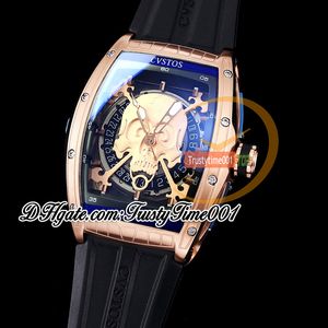 Nuevo Jetliner II Skull Inkvaders Reloj automático para hombre de 45 mm Caja en oro rosa Esfera dorada Correa de caucho negra Edición limitada Reloj Hombre Relojes trustytime001