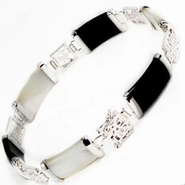 Nouveaux bijoux Naturel Stone Black White Luck Link Bracelet
