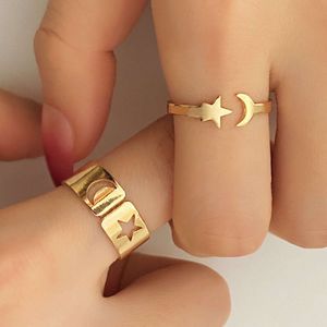 Nieuwe sieraden 2-in-1 Open Cut Star Crescent Ring In Gold en Sier