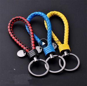 Nieuwe Sieraden Creatieve PU Leer Gevlochten Touw Sleutelhanger Autosleutel Ring Voor Vrouwen Mannen Mode Sleutelhouder Accessoires