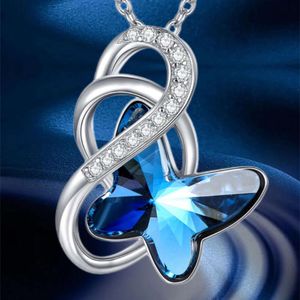 Nouveau sens de la conception de bijoux Personnalité à la mode Beau collier pendentif en forme de cœur bleu