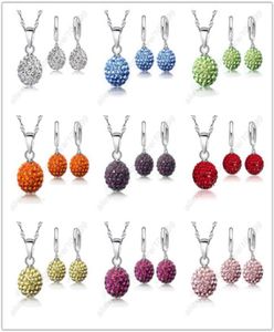 Nieuwe sieraden Sets 925 Sterling Silver Pendant Oostenrijkse Crystal Pave Disco Ball Hendel Back Earring Hanger ketting Woman8756122