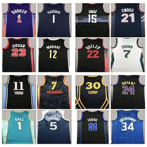 Nuevas camisetas de baloncesto de Jimmy Butler Kevin Durant Embiid Lillard Booker Ja Morant Kyrie Irving Luka Doncic Donovan Mitchell Harden Tatum Stephen Curry Beal Jersey