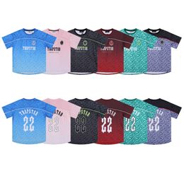 Nuevo Jin Fashion Diseñador de hombres Camisa Trapstar London Monogram Football Jersey Gradient Sport Camiseta de juego de manga corta de secado rápido para hombres y mujeres 6633ESS