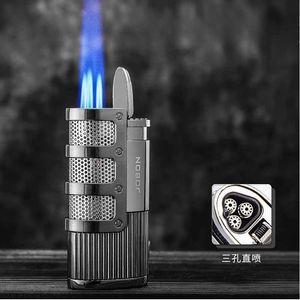 Nieuwe Jobon Metal Outdoor Winddicht Butane Geen gas aansteker Blauwe vlam Torch rechte Turbo jet Sigaar Lichter Sigaren Cutter Herencadeau