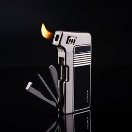 Nuevo JOBON oblicuo cigarro pipa encendedor de Gas recarga multifuncional encendedor de cigarrillos butano manipulación/cuchillo/agujas accesorios para fumar