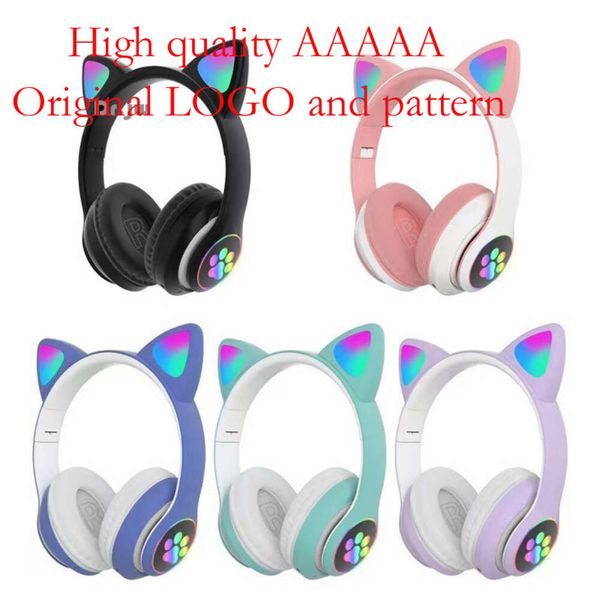 Nuevo JST-28 M auriculares inalámbricos con orejas de gato Bluetooth (pan en forma de oreja de gato al vapor) plegable emisor de luz enchufe en tarjeta