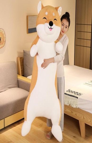Nuevo Jumbo Animal Husky Plush Toy Giant de dibujos animados suaves Shiba Inu Dog Girl Girl Sleeping Almohada Linda decoración de regalos 130cm 160cm DY5085344329
