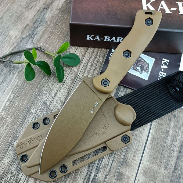 Nouveau Ka-Bar Becker BK19 Nessmuk Fixed Blade Couteau D2 Tan Nessmuk Blade Tan Nylon Wave Fiber Gandles Combat Military Couteaux Outdoor Tactical Multi-Huntting Tool