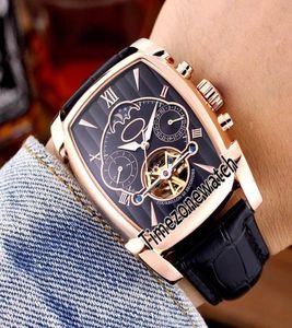 NIEUW KALPA Grande Tourbillon PF01125401 Moon Fase Automatische heren Work Rose Gold Black Dial Black Leather Horloges goedkoop TimeZoneW2577555