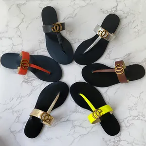 Femmes De Luxe Desinger String Pantoufles En Cuir De Mode Raisins Hommes Mince Noir Tongs Chaussure Ladie Beige Chaussures Sandales Flippers Noir Blanc Rose Orange Or 36-45