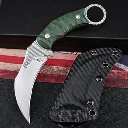 Nouveau couteau Karambit D2 blanc/noir lame de lavage en pierre pleine Tang tissu échantillon poignée lames fixes couteaux à griffes avec Kydex