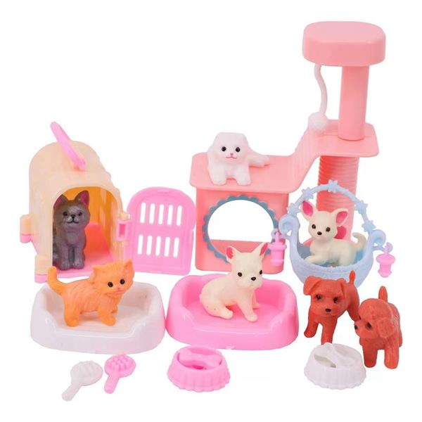 Nueva kawaii moda hecha a mano 19 artículos/lote muñeca mascota gato perros accesorios 30 juguetes para niños cosas lindas para barbie bricolaje de Navidad presente
