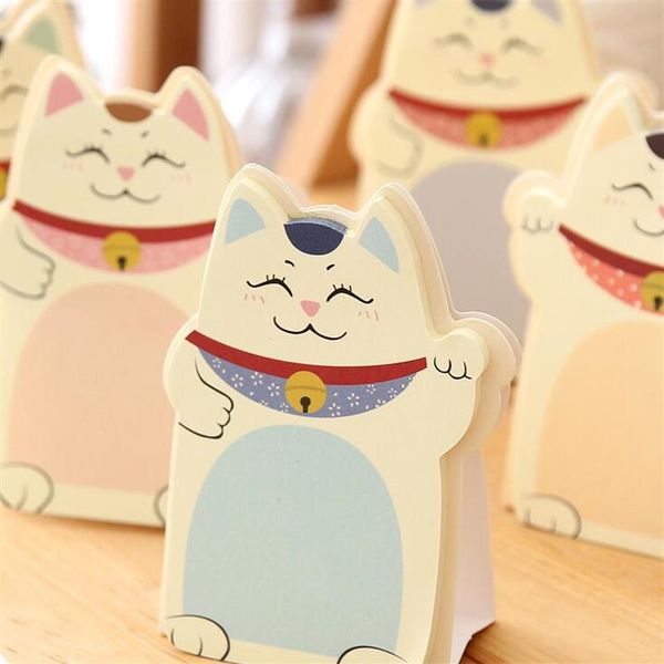 Nuevo diseño de gatos de la suerte Kawaii, Bloc de notas, Bloc de notas, mensaje de nota adhesiva, artículos de papelería agradables wjl00202852