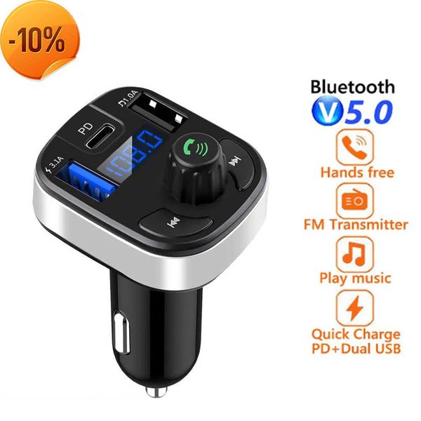 Nuevo KEBIDU Bluetooth 5.0 Transmisor FM Manos libres Radio MP3 AUX Adaptador USB PD Cargador Coche Tipo-C Cargador rápido