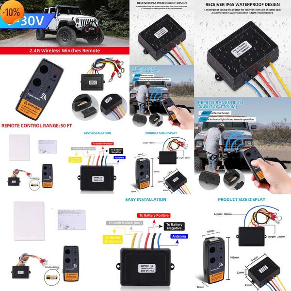 New KebiduMei 2.4g 12V 24V 50m Digital Wireless Winches Kit de récupération de télécommande pour Jeep SUV 120W 100ft
