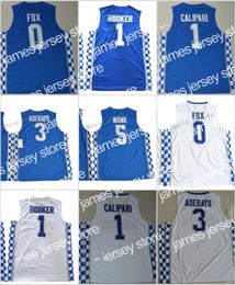 Nieuwe Kentucky Wildcats College Basketball Jerseys 0 De'Aaron Fox 5 Malik Monk 3 Edrice Ado 1 Coach John Calipari Shirt University Jersey