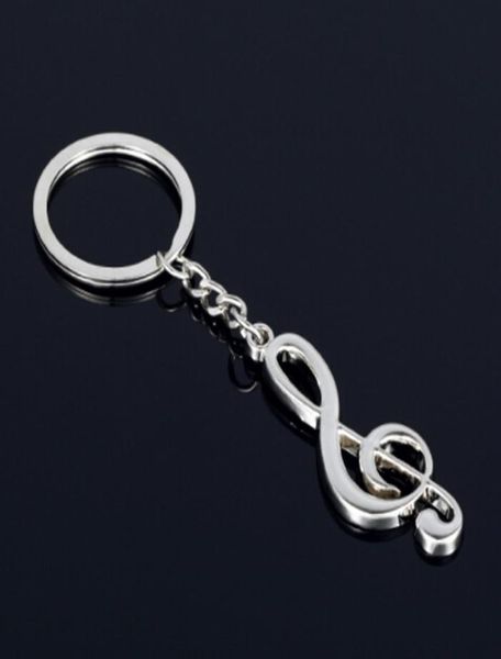 Nuevo llave de llave anillo de llave de llave chapada musical plateado Nota para cartas de símbolos de música de metal para automóvil2446574