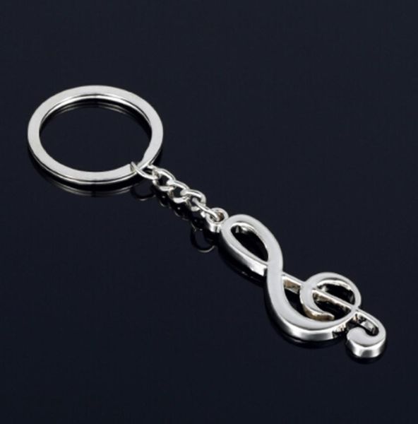 Nuevo llave de llave anillo de llave de llave chapada musical plateado llavero para cartas de símbolos de música metal de metal 7364093