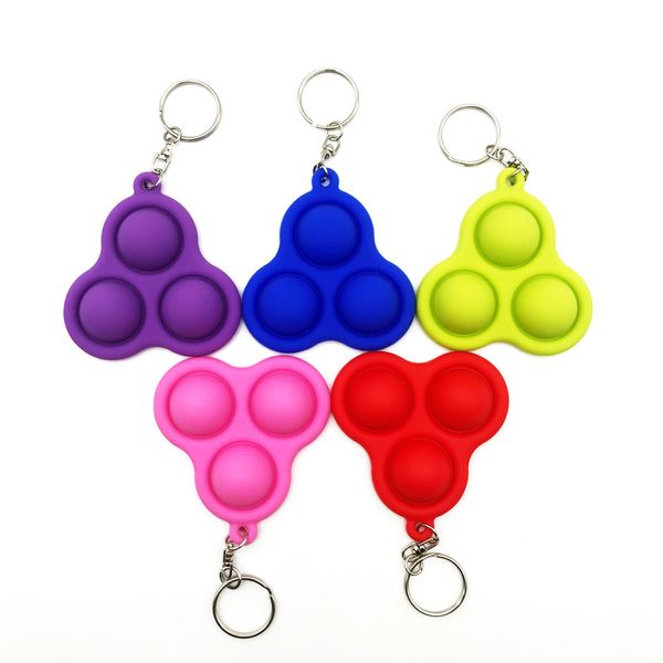 Nouveaux porte-clés Fidget Toy Porte-clés Triangle Bébé Sensoriel Simple Dimple Jouets Cadeau Drôle Pop It Anti-Stress Push Bubble Sac Pendentif Charme