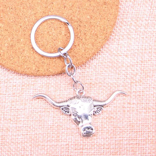 Nouveau porte-clés 60*31mm longhorn tête de taureau pendentifs bricolage hommes voiture porte-clés porte-anneau porte-clés Souvenir bijoux cadeau