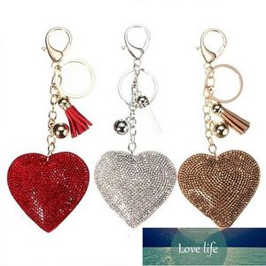 Nouveau porte-clés romantique éblouissant strass amour coeur pendentif à breloque frange porte-clés porte-clés bijoux porte-clés cadeaux de noël