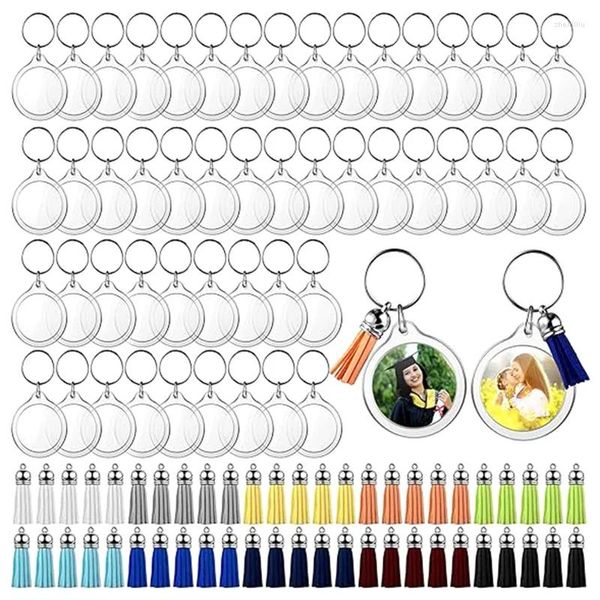 Nouveaux porte-clés 50 ensembles acrylique Po porte-clés avec glands bricolage personnalisé insérer porte-clés clair image vierge Durable facile installer meilleure qualité