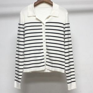 Nouveau haut cardigan en tricot polo rayé khalt * e