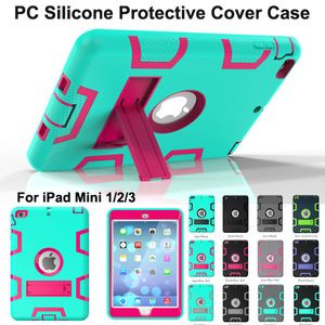Nieuwe Kickstand Hybrid 3 in 1 Robot Protection Case PC + Siliconen Rubber Armor Stand Cover Case voor iPad Mini 1 Mini 2/3