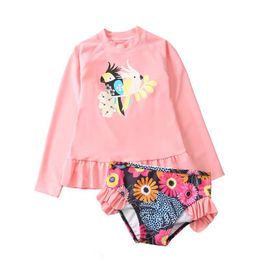 Nouveau enfant 2pc Costume à manches longues surf de surf Sirène Sirène Unicorn Plandinage Abonnerie de natation