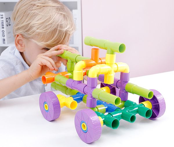 Nouveaux jouets de blocs de construction pour enfants, matériau de tuyau en plastique, modélisation variable, développement de l'intelligence, pour la fête des enfants, cadeaux d'anniversaire, collecte