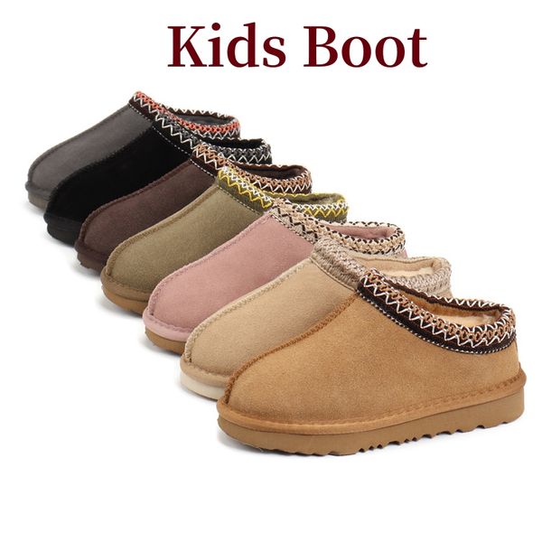 Nouveaux enfants enfants Tazz Tasman pantoufles bottes châtaigne diapositives en fourrure en peau de mouton Shearling Mules femmes hommes garçons filles Ultra Mini plate-forme botte Slipon chaussures en daim automne Wint