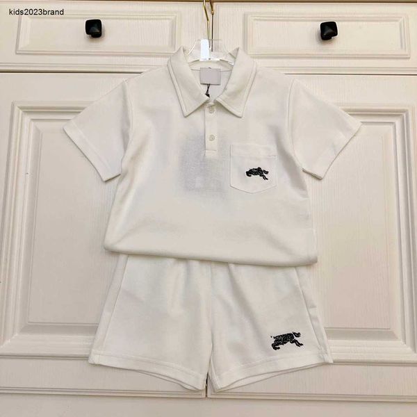 Nueva ropa para niños, chándales para bebés, conjunto de camiseta con logo bordado para niños, tamaño 110-160 CM, camisa POLO y pantalones cortos de diseñador de verano, 24 de marzo