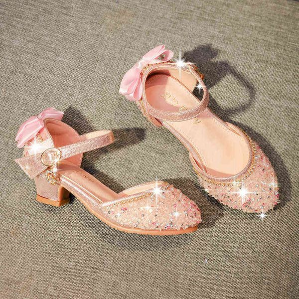 Nouveaux enfants mode strass coins compensés chaussures pour enfants princesse fête chaussures de danse bébé été filles sandales petite fille chaussures G220523