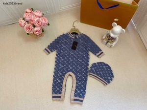 Nieuwe kinder jumpsuits Open bestand ontwerp baby bodysuit Maat 53-90 comfort geboren baby Gebreid pak onesie en hoed Dec10