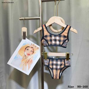 NIEUWE KIDS EEN-PARKES Checker Design Baby Swimsuit Designer Meisjes Swimwear Maat 90-160 cm Seaside Travel Clothing Child Beach Bikini's 24 May