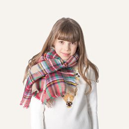 Nuevas bufandas a cuadros para niños, bufanda de borlas a rayas para bebés, bufanda de tartán para niños, bufanda para otoño e invierno, chal para bebés, pañuelo cálido a la moda