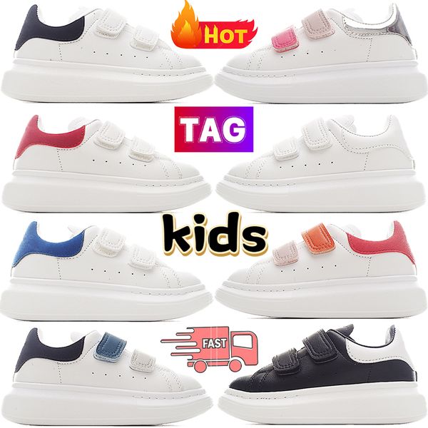 Nuevos niños Plataforma Zapatillas de deporte de cuero Zapatos de diseñador Zapato casual para hombre Negro Azul marino Metálico Plata Naranja Rojo Triple Blanco Azul Hombres Mujeres Zapato para mujer Entrenadores EUR 25-37