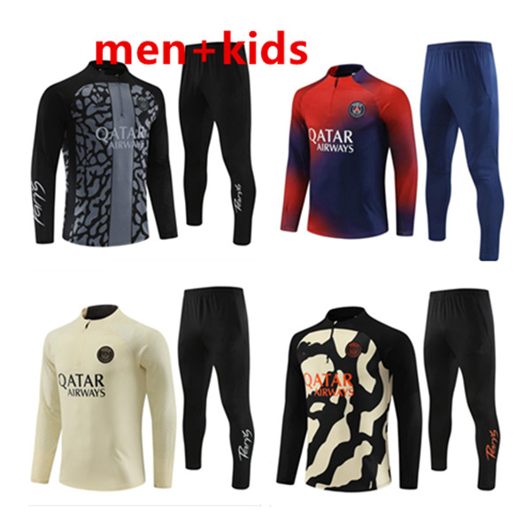 24 25 Paris Tracksuits Training PSGES CHANGAL 22 23 MBAppe Kit Überlebungsfuß Tuta Jacke Retro Futbol Fußball -Fußballmänner und Kinder