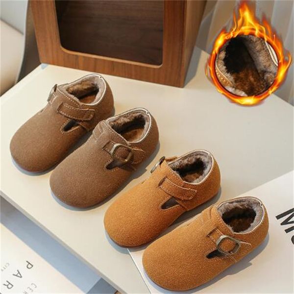 Nouveaux enfants chaussures espadrilles décontractées hiver enfants Plus chaussures de velours enfant en bas âge bébé chaussures filles garçons chaud mocassins chaussure