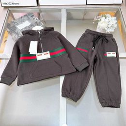 Nieuwe kindertrainingspakken herfst babykleertjes maat 100-160 designer pluche hoodie set capuchon trui en vastbinden sportbroek jan20