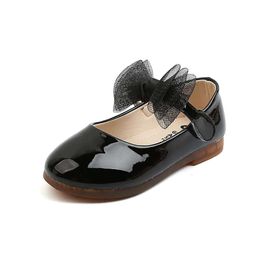 Nieuwe Kis Girl Leather Student Soft Bottom Solid Color Kid Shoes Children Princess Party Wedding Footwear L2405 L2405