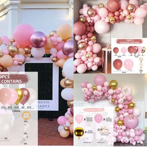 Nouveau Kit de Ballons en Latex avec confettis en or rose, décoration de mariage, de fête d'anniversaire, de réception-cadeau pour bébé fille, guirlande en arc