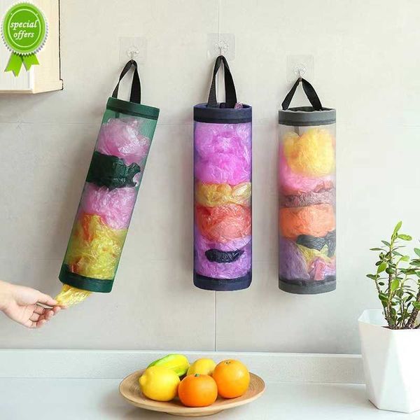 Nouveau cuisine organisateur d'ordures maison support de sac d'épicerie montage mural support de sac en plastique distributeur suspendu stockage poubelle sacs à ordures