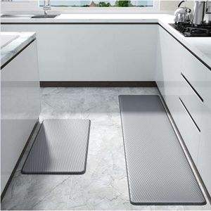 Nouveau tapis de cuisine en cuir PU, imperméable, résistant à l'huile, antidérapant, à carreaux en PVC, décoration de couloir de balcon de maison, paillasson d'entrée