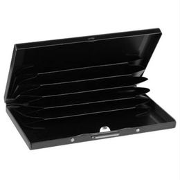 Nuevo Klsyanyo caja de Metal de acero inoxidable negro para hombres y mujeres, soporte para tarjetas de crédito empresariales, funda para monedas, billetera 259F