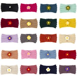 Nouveau bandeau à fleurs tricoté pour bébé automne hiver filles accessoires de cheveux chapeaux bandes de cheveux élastiques enfant bandeau