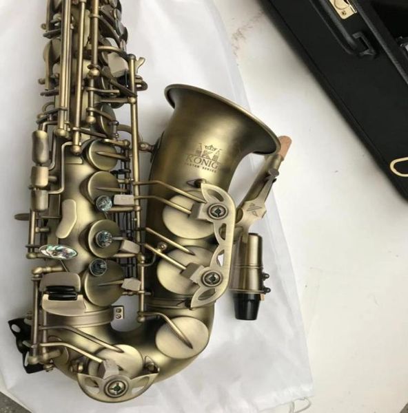 Nuevo konig e plano saxofón profesional simulación de cobre antiguo e instrumentos musicales de saxo plano con estuche de cuero3191765