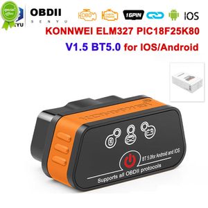 Nouveau Konnwei ELM327 V1.5 Bluetooth 5.0 ELM 327 V 1 5 OBD2 Scanner Auto Outils De Diagnostic De Voiture ODB2 OBD 2 Lecteur De Code pk Vgate iCar2